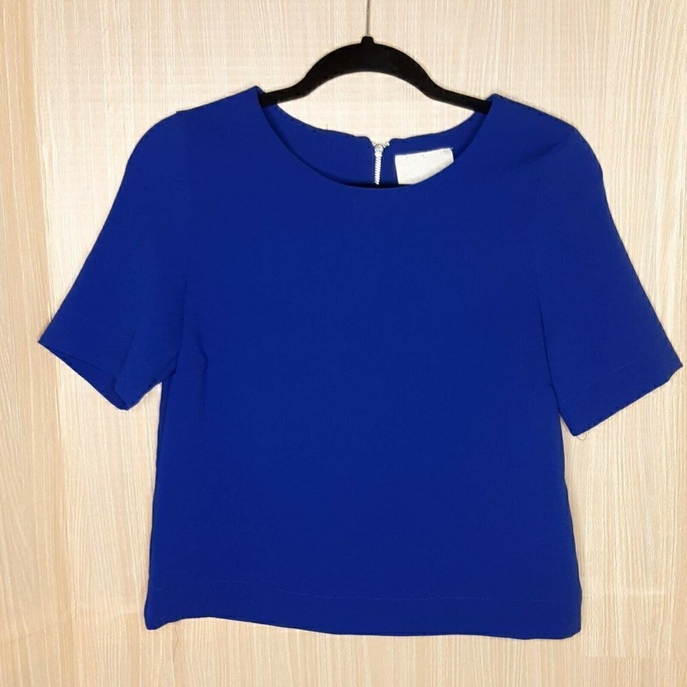 Mercer And Madison Womens Blue Short Sleeve Top Sm